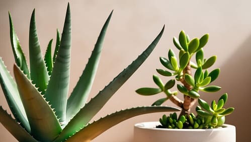 Aloe, and Jade plants