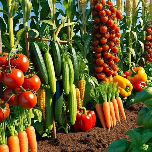 companion vegetable; corn, tomato, cucumber, pepper, carrot and basil.