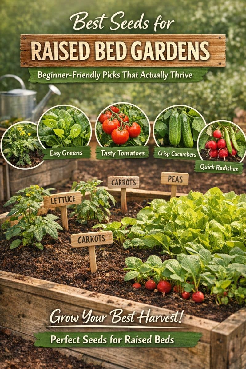 Beginner-friendly vegetable seedlings growing successfully in a raised bed garden